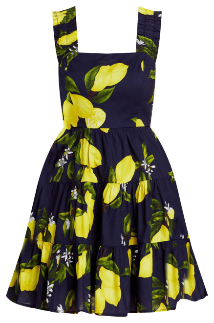 AQUA Lemon Print Mini Dress - 100 ...